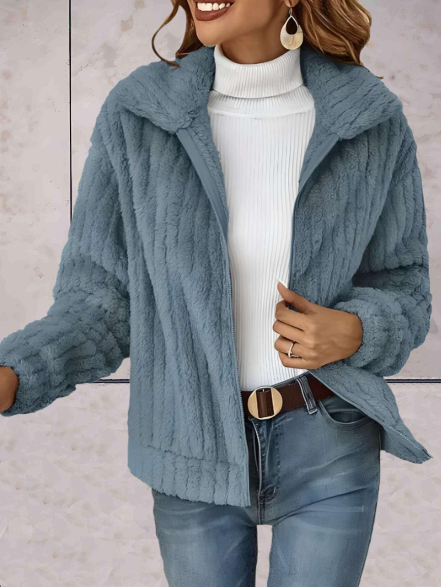 Chaqueta de punto para mujer con cuello de polo