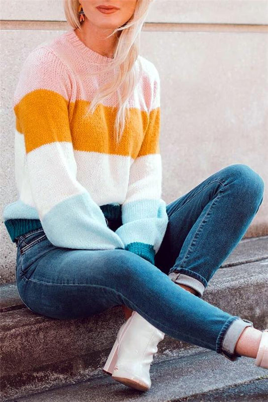 Suave jersey de rayas anchas para mujer