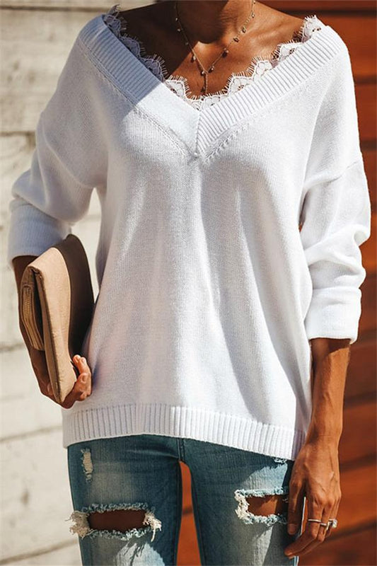 Jersey sencillo de mujer con cuello en V