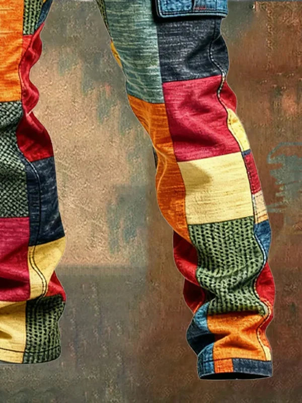 Męskie Spodnie Cargo Patchwork