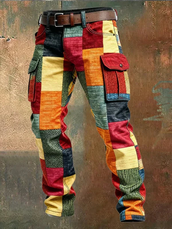 Męskie Spodnie Cargo Patchwork