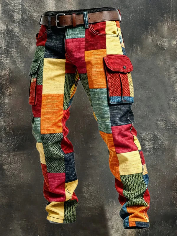 Męskie Spodnie Cargo Patchwork