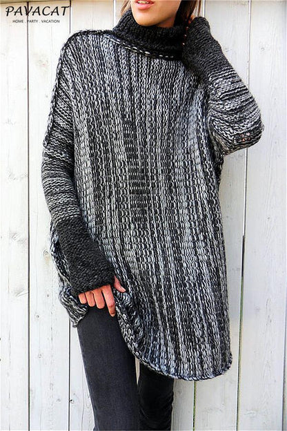 Jersey suelto de cuello alto para mujer