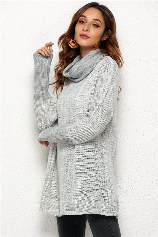Jersey suelto de cuello alto para mujer