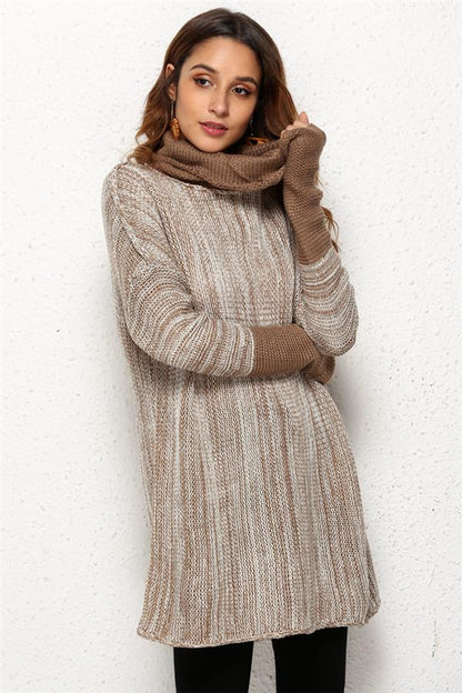 Jersey suelto de cuello alto para mujer