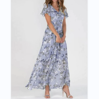 Maxi vestido con mangas de mariposa y estampado floral