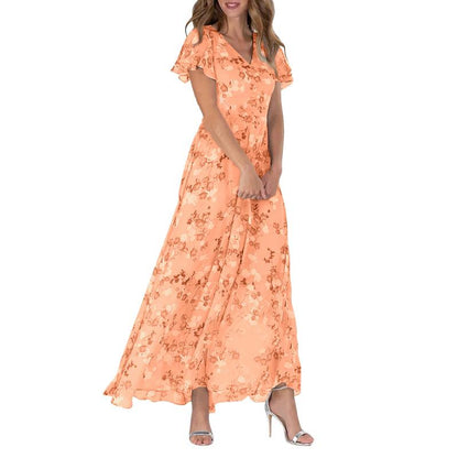 Maxi vestido con mangas de mariposa y estampado floral