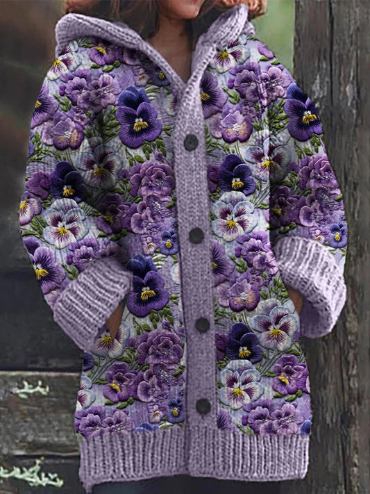 Elisa | Chaqueta con capucha y botones de flores vintage para mujer