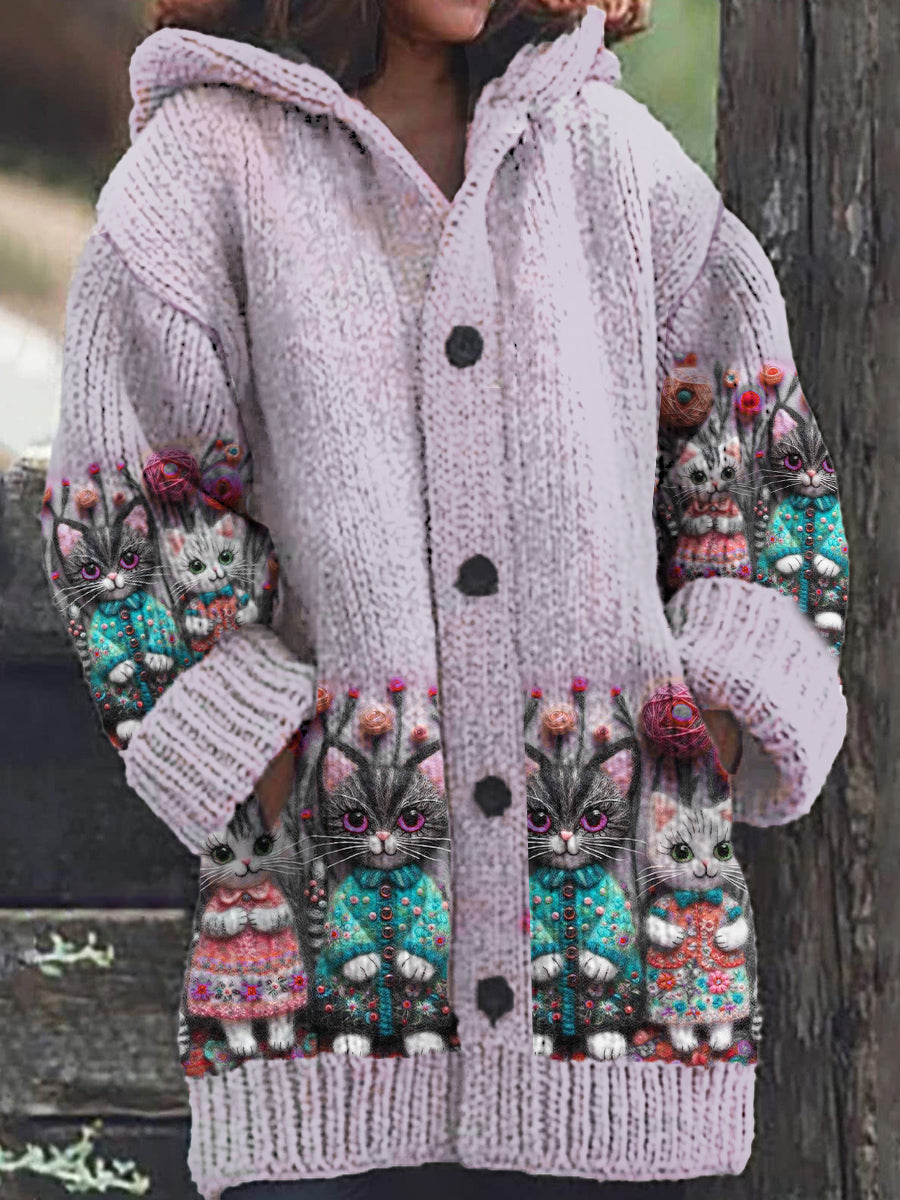 Elisa | Chaqueta con capucha y estampado de gatos para mujer