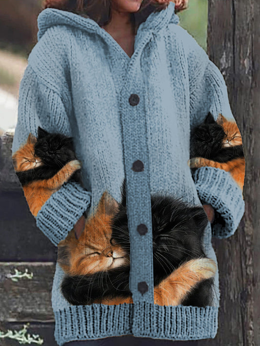 Elisa | Chaqueta con capucha y dos gatos para mujer