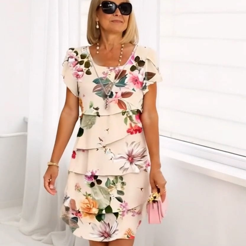 Vestido largo con estampado floral y caída fluida