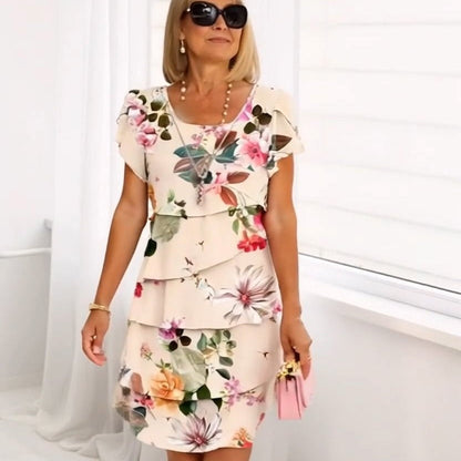 Vestido largo con estampado floral y caída fluida