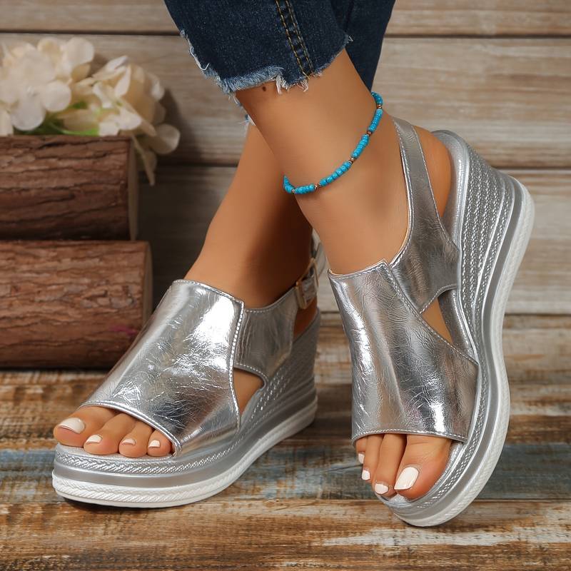 Damskie Sandały Na Koturnie Platforma Otwarty Nosek Slingback