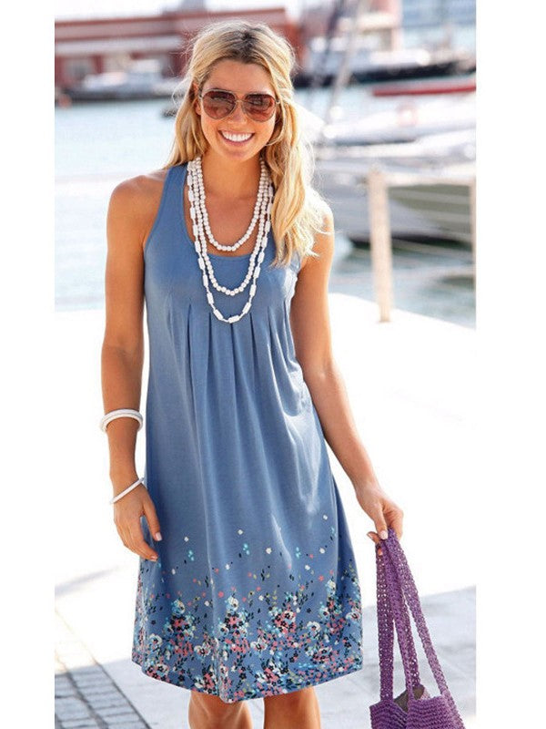 Vestido suelto sin mangas con estampado