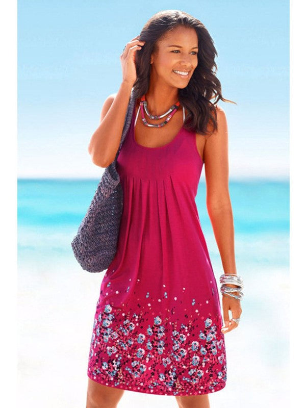 Vestido suelto sin mangas con estampado
