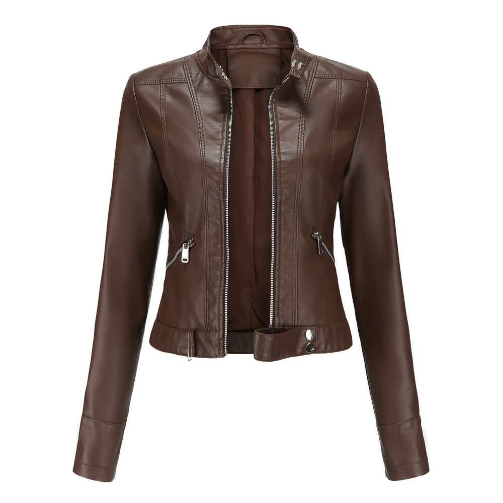 Elegante chaqueta de cuero para mujer