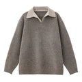 Sweter Męski Oversize Kołnierzyk Polo Dekolt V