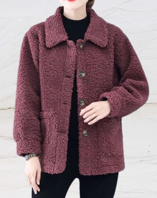 Chaqueta polar cálida de mujer con cuello de polo