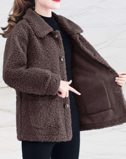 Chaqueta polar cálida de mujer con cuello de polo