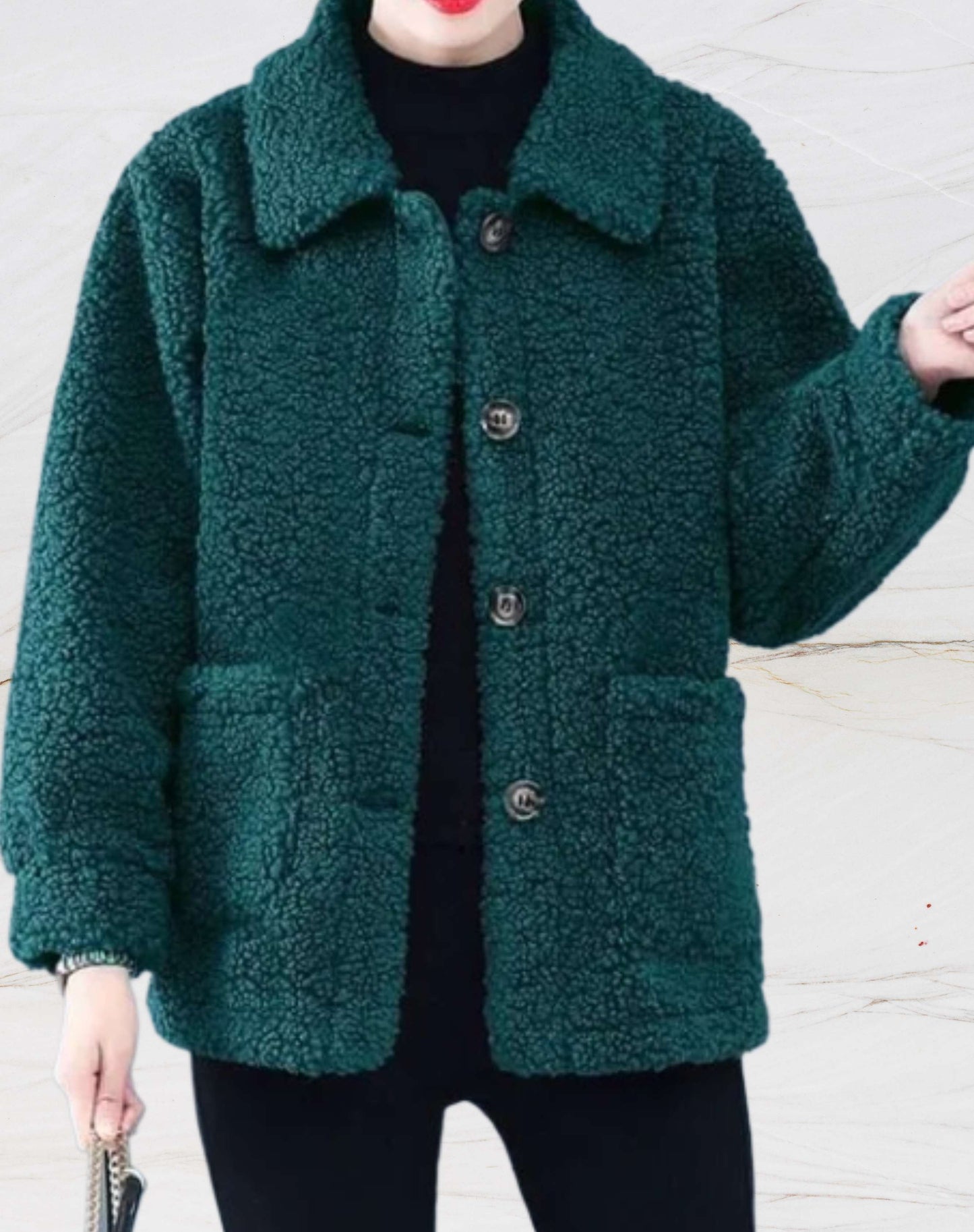 Chaqueta polar cálida de mujer con cuello de polo