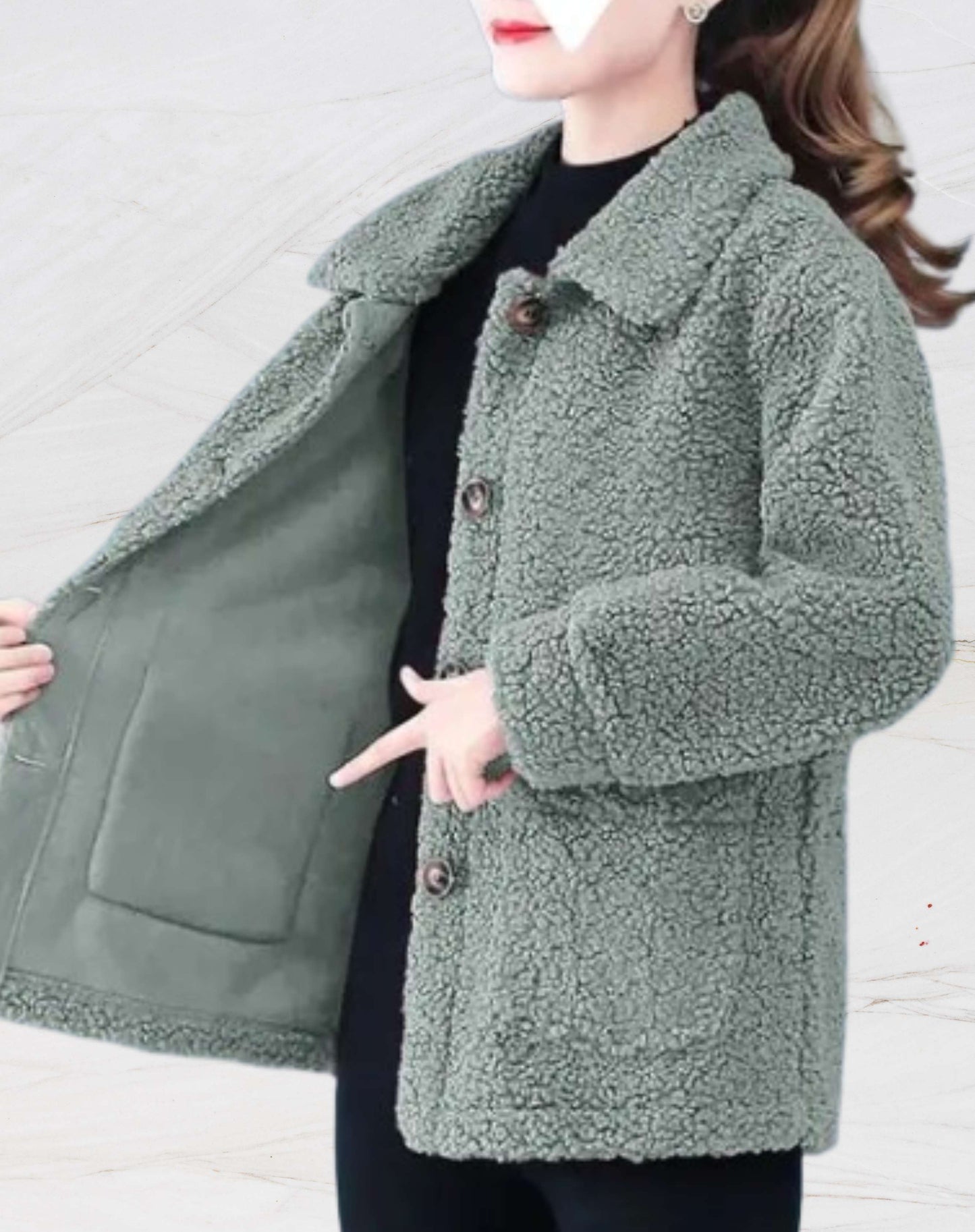 Chaqueta polar cálida de mujer con cuello de polo
