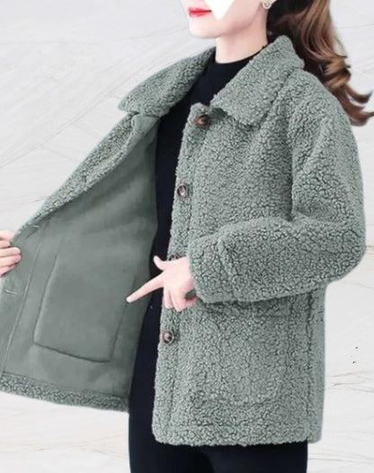 Chaqueta polar cálida de mujer con cuello de polo