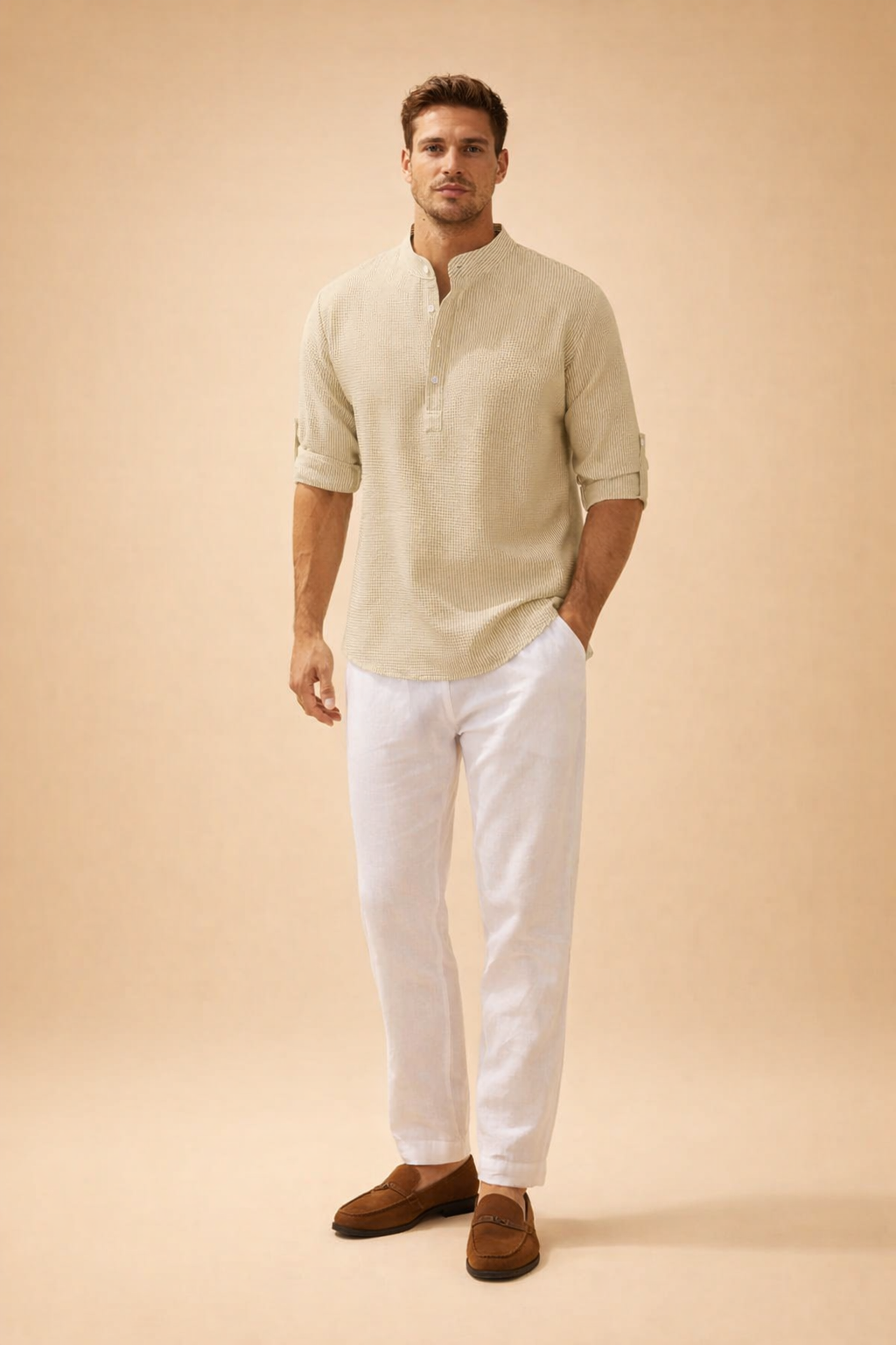 Męska Koszula Henley Casual