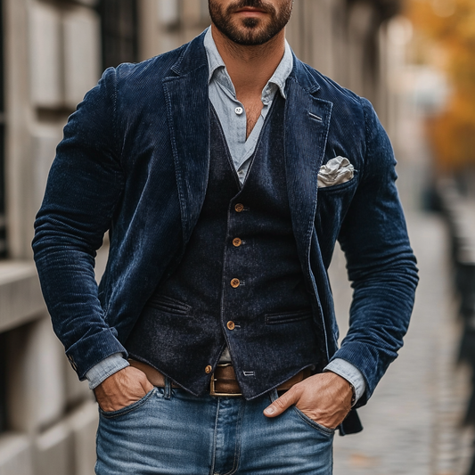 Eryva™ | Conjunto de chaqueta y chaleco vintage