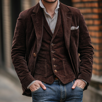 Eryva™ | Conjunto de chaqueta y chaleco vintage