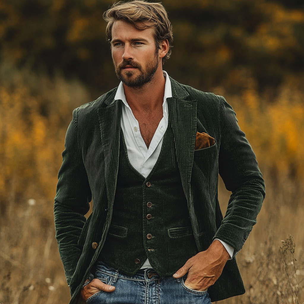 Eryva™ | Conjunto de chaqueta y chaleco vintage