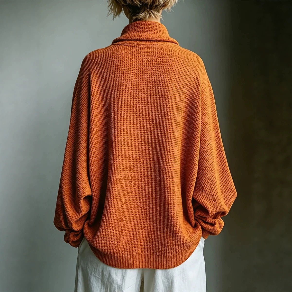 Damski Luźny Sweter Oversize z Golfem i Długim Rękawem
