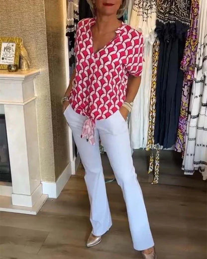 Glynis - Elegante top con cuello en V para mujer