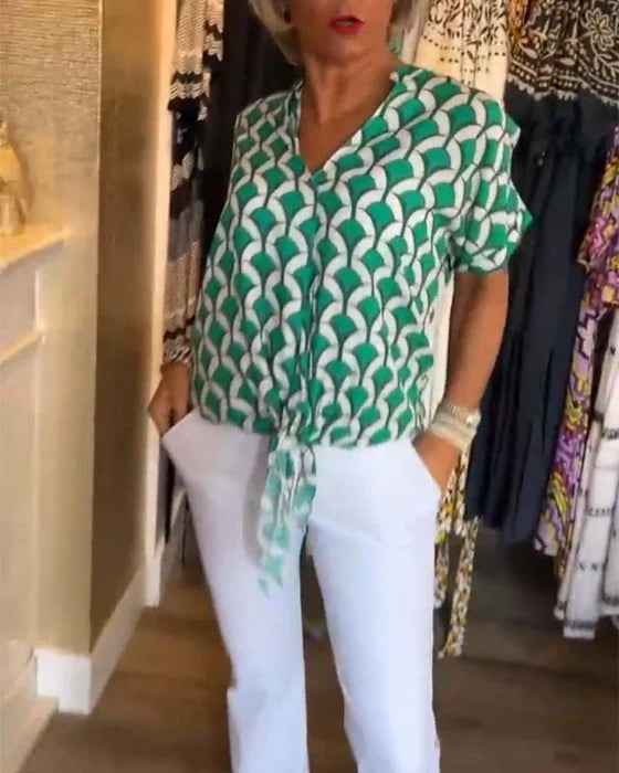 Glynis - Elegante top con cuello en V para mujer