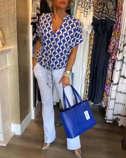 Glynis - Elegante top con cuello en V para mujer