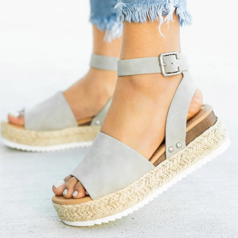 Damskie Sandały Na Platformie Espadryle