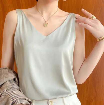 Nora - Top sedoso, elegante y vaporoso para mujer