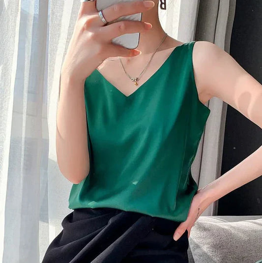 Nora - Top sedoso, elegante y vaporoso para mujer