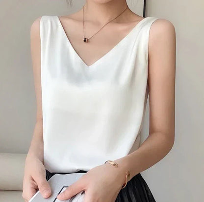 Nora - Top sedoso, elegante y vaporoso para mujer