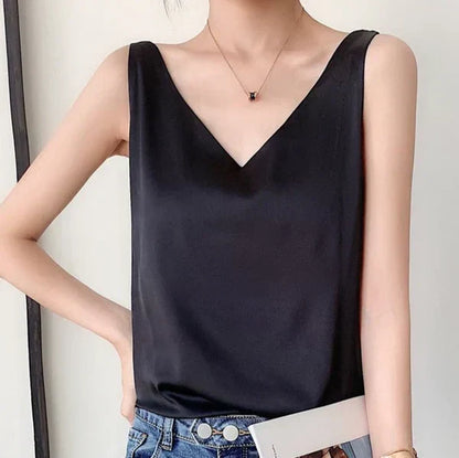Nora - Top sedoso, elegante y vaporoso para mujer