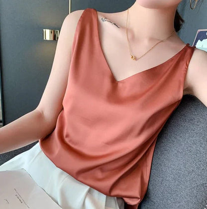 Nora - Top sedoso, elegante y vaporoso para mujer