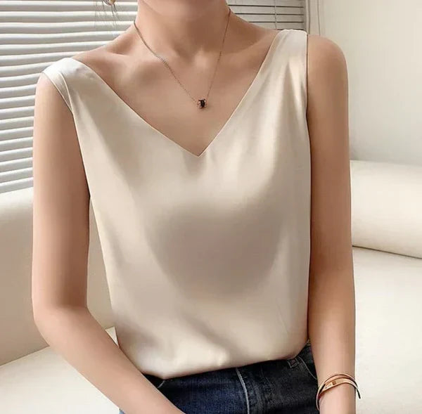 Nora - Top sedoso, elegante y vaporoso para mujer