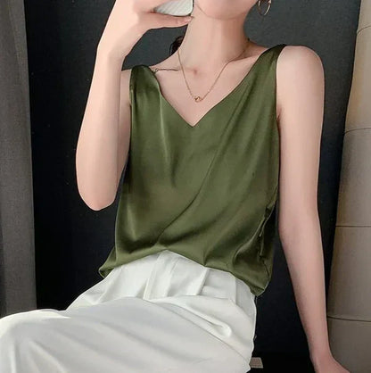 Nora - Top sedoso, elegante y vaporoso para mujer