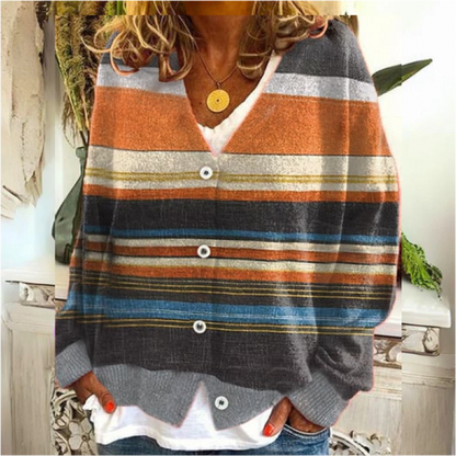 Chaqueta de punto con botones florales para mujer