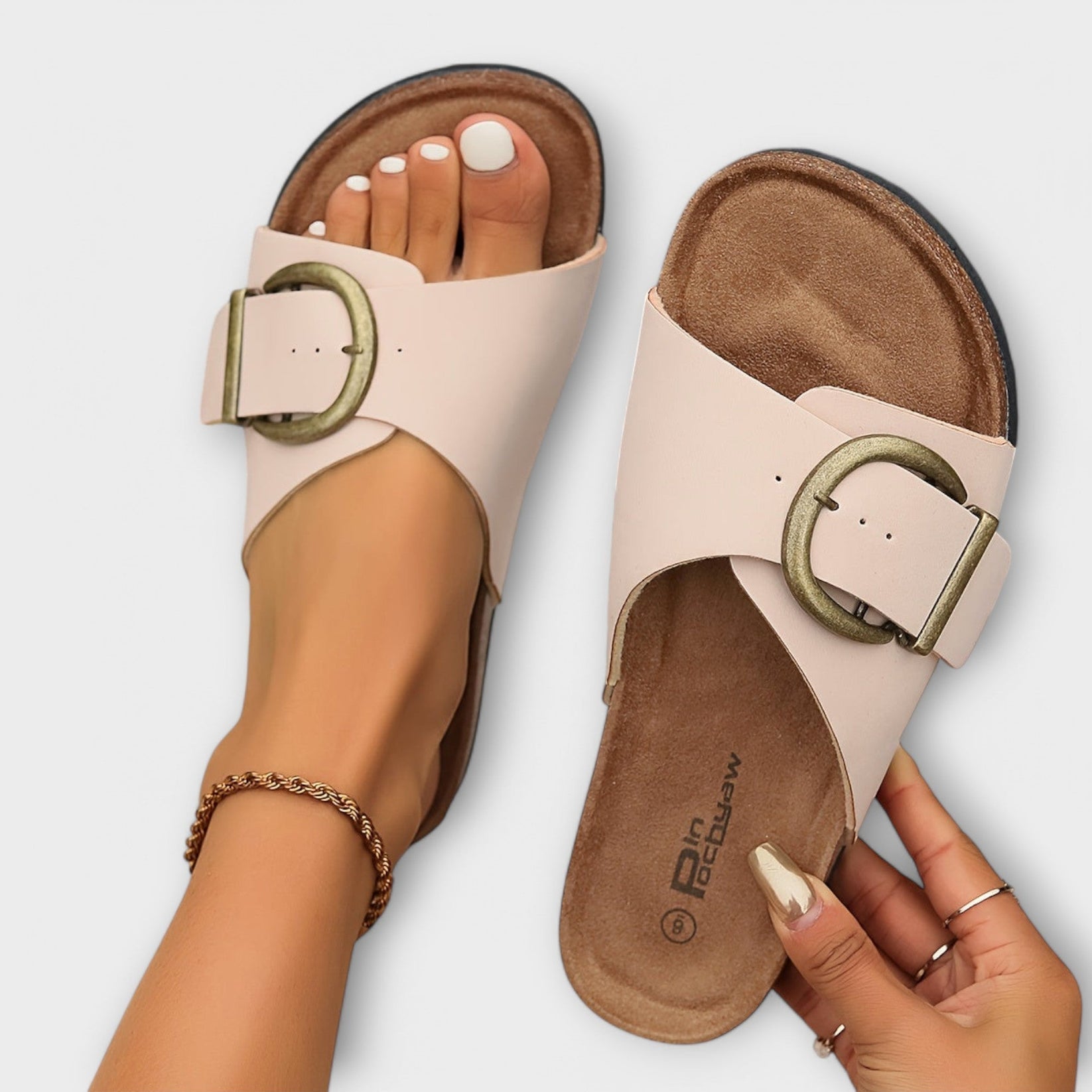 Damskie Klapki Z Klamrą Płaskie Buty