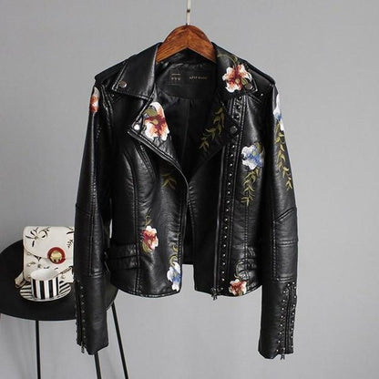 Idaira | Chaqueta de piel con bordado de flores