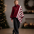 Damski Pasiasty Sweter Poncho Golf