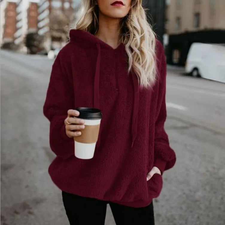Elisa | Chaqueta de invierno de felpa con cuarto de cremallera y bolsillos para mujer