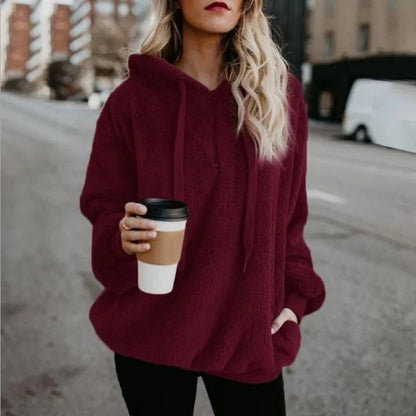 Elisa | Chaqueta de invierno de felpa con cuarto de cremallera y bolsillos para mujer