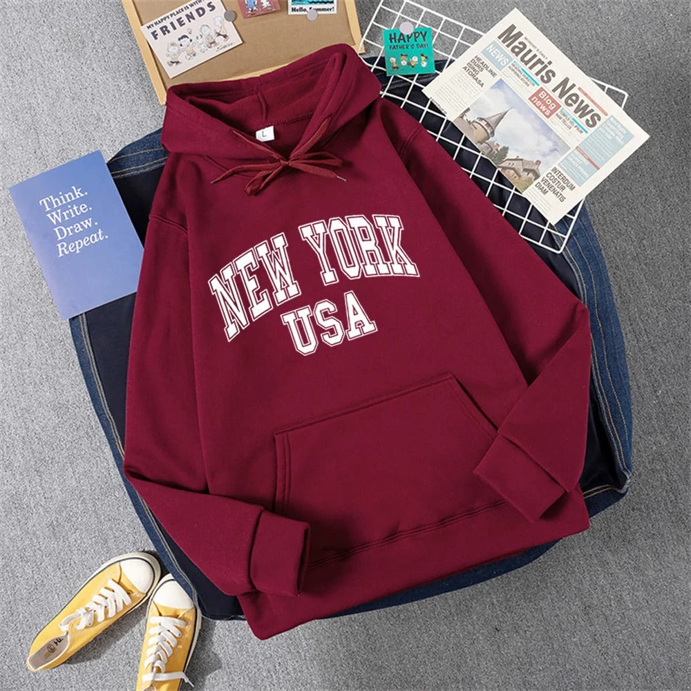 George | Sudadera con capucha y estampado NEW YORK USA para mujer