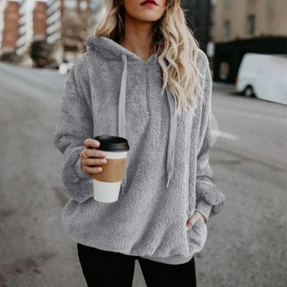 Elisa | Chaqueta de invierno de felpa con cuarto de cremallera y bolsillos para mujer